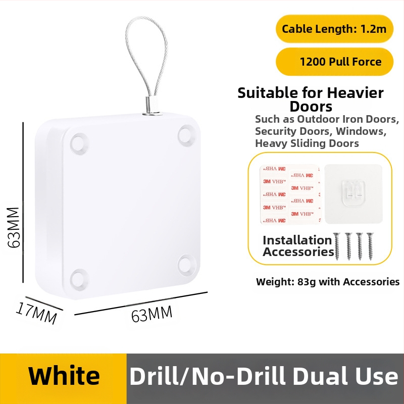Zatvárač dverí bez vŕtania | plastový, automatické vracanie, moderný minimalistický štýl, značka Yuli