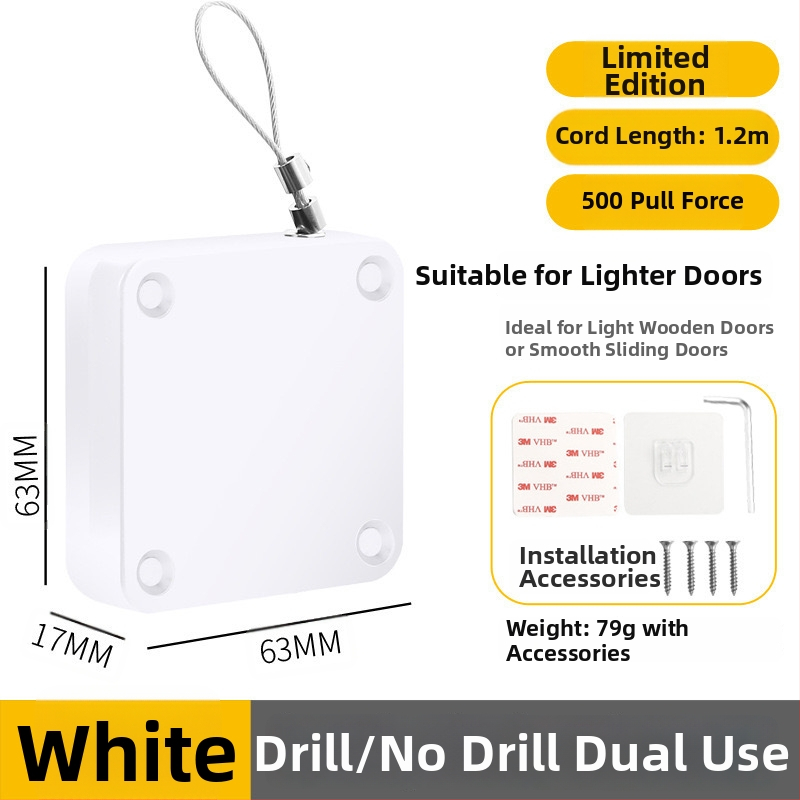 Zatvárač dverí bez vŕtania | plastový, automatické vracanie, moderný minimalistický štýl, značka Yuli