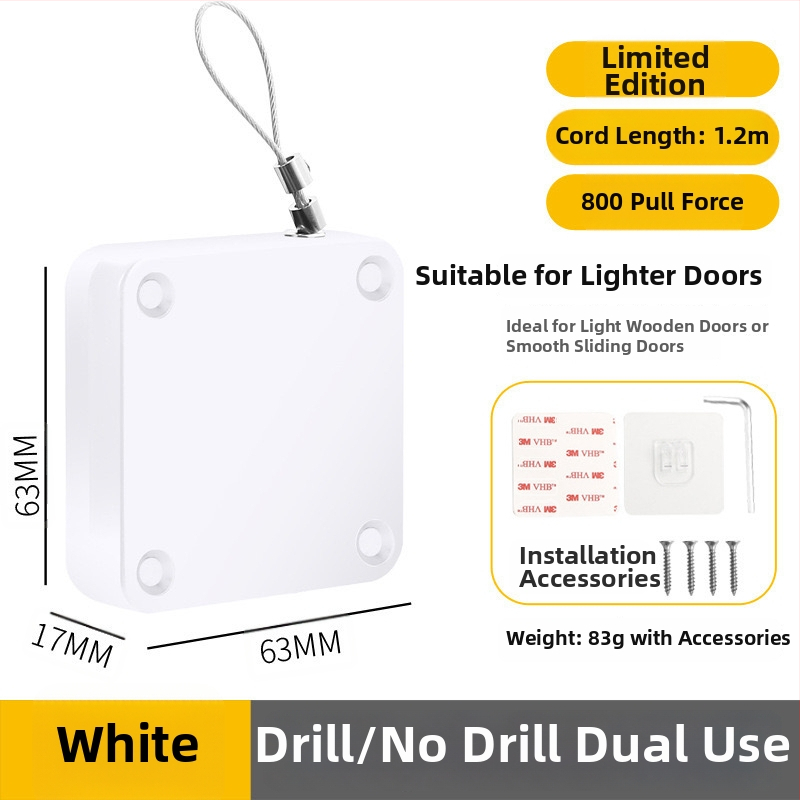 Zatvárač dverí bez vŕtania | plastový, automatické vracanie, moderný minimalistický štýl, značka Yuli