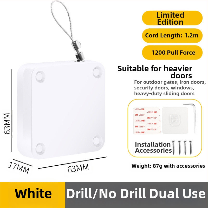 Zatvárač dverí bez vŕtania | plastový, automatické vracanie, moderný minimalistický štýl, značka Yuli