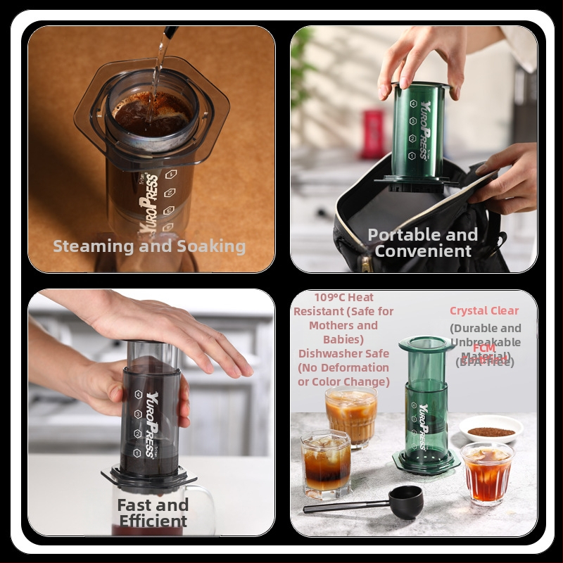 ComeMore Ručný kávovar s Tritanovým telom, tlaková infúzia, prenosný na vonkajšie použitie