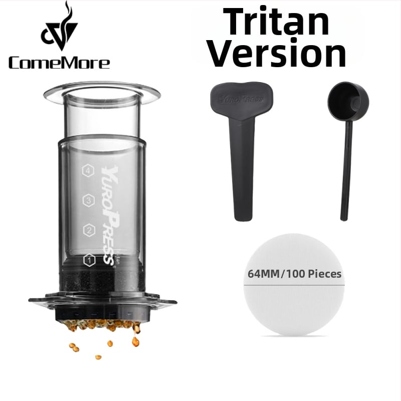 ComeMore Χειροκίνητη Καφετιέρα με Tritan σώμα, πίεση-ενισχυμένη, φορητή για εξωτερική παρασκευή