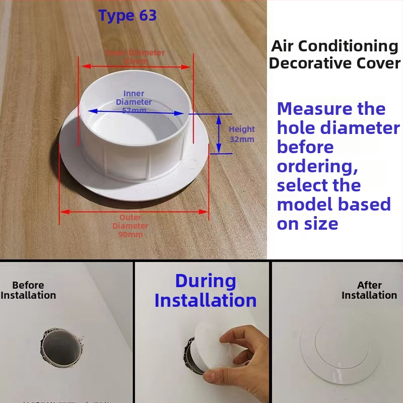 PVC poklop cijevi za zatvaranje otvora klima uređaja, dekorativni poklopac, model 40-150