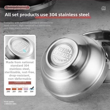304 неръждаема стомана – комплект прибори за хранене със купи, чинии и клечки за хранене, преносим за къмпинг на открито