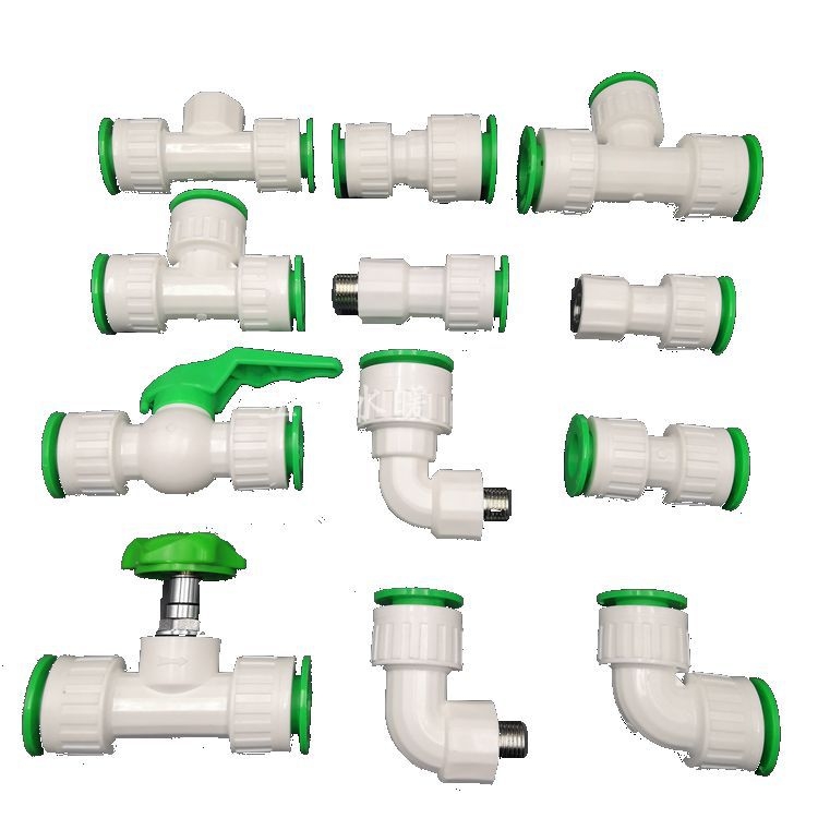 PPR/PE inline голям поток фитинги със скоростно щепселно свързване, глобален клапан и шаров клапан, модел 003, дебелина на стената 3 мм, клас Superior
