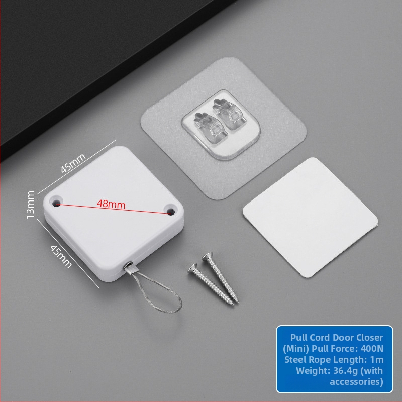 Ρυθιζόμενος μηχανισμός κλεισίματος πόρτας με σχοινί έλξης, χωρίς διάτρηση, για συρόμενες πόρτες, πλαστικό περίβλημα, μοντέρνος μινιμαλισμός