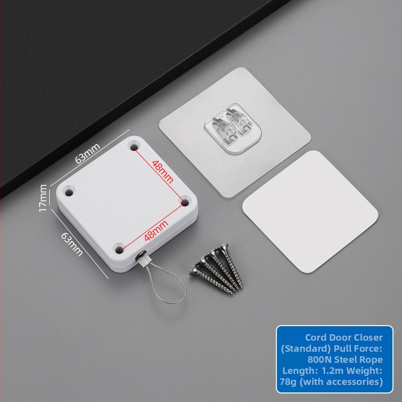 Ρυθιζόμενος μηχανισμός κλεισίματος πόρτας με σχοινί έλξης, χωρίς διάτρηση, για συρόμενες πόρτες, πλαστικό περίβλημα, μοντέρνος μινιμαλισμός