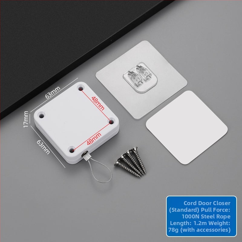 Ρυθιζόμενος μηχανισμός κλεισίματος πόρτας με σχοινί έλξης, χωρίς διάτρηση, για συρόμενες πόρτες, πλαστικό περίβλημα, μοντέρνος μινιμαλισμός