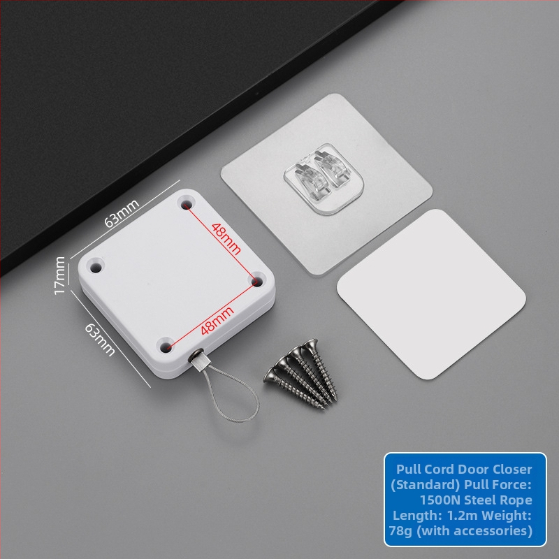 Ρυθιζόμενος μηχανισμός κλεισίματος πόρτας με σχοινί έλξης, χωρίς διάτρηση, για συρόμενες πόρτες, πλαστικό περίβλημα, μοντέρνος μινιμαλισμός