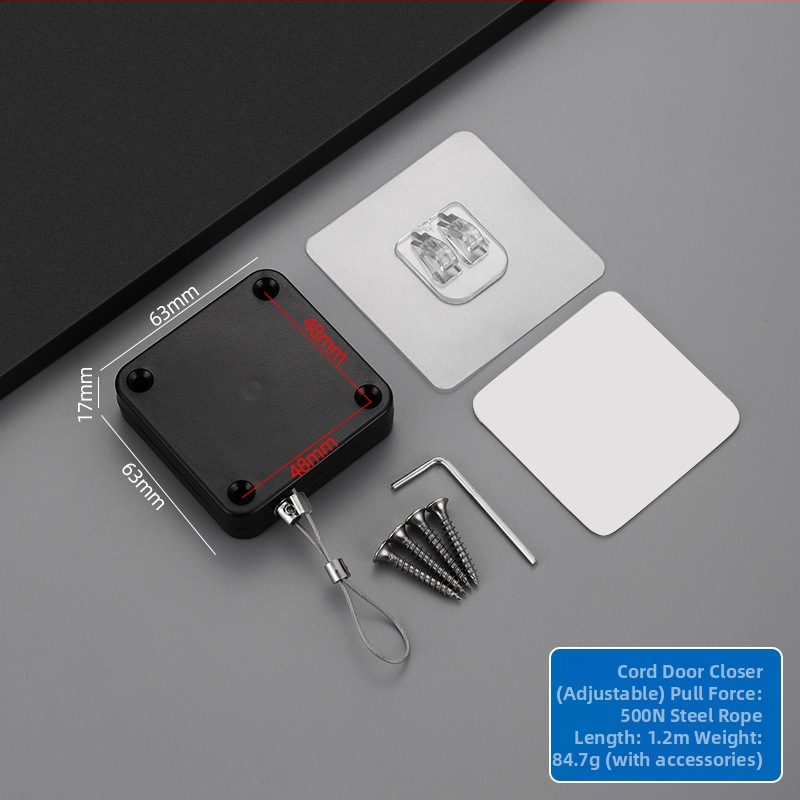 Ρυθιζόμενος μηχανισμός κλεισίματος πόρτας με σχοινί έλξης, χωρίς διάτρηση, για συρόμενες πόρτες, πλαστικό περίβλημα, μοντέρνος μινιμαλισμός