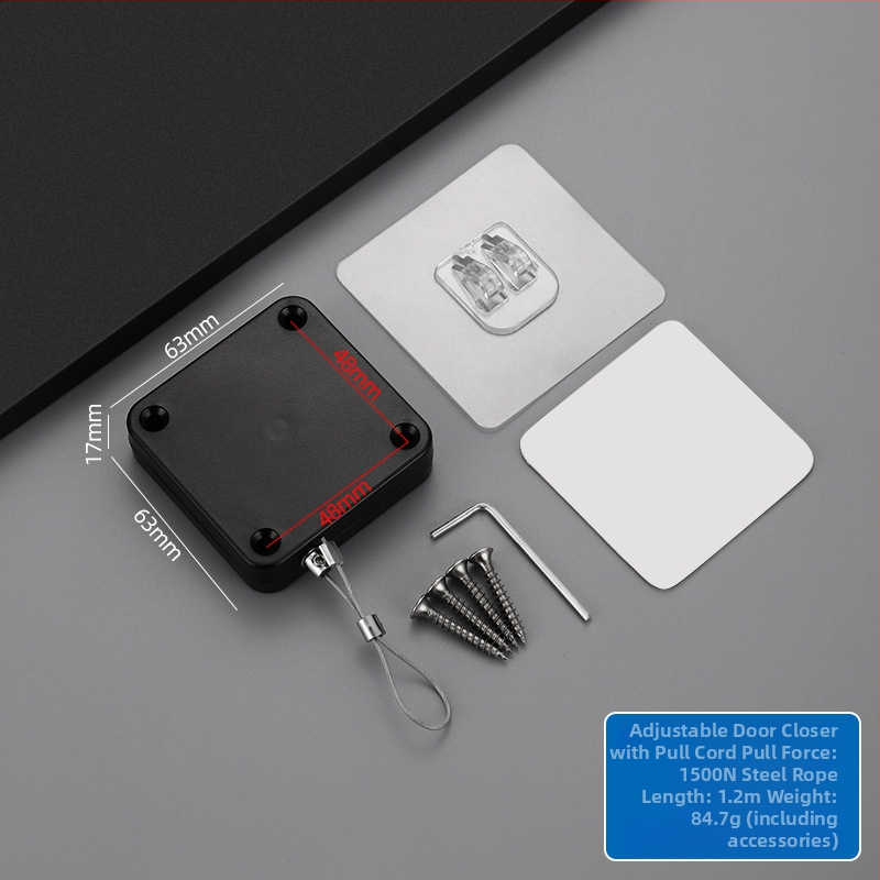 Ρυθιζόμενος μηχανισμός κλεισίματος πόρτας με σχοινί έλξης, χωρίς διάτρηση, για συρόμενες πόρτες, πλαστικό περίβλημα, μοντέρνος μινιμαλισμός