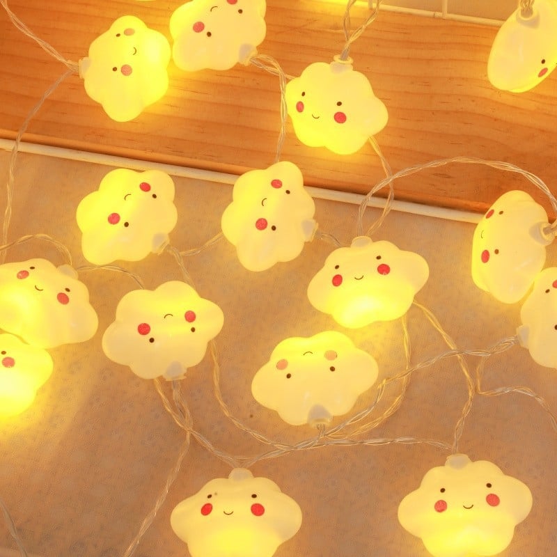 Șir de lumini LED decorative cu forme stelute, curcubeu și nor — 3.8W, alimentare DC, pentru interior și exterior, control prin buton sau telecomandă