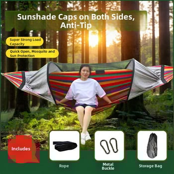 Kültéri függőágy rovarhálóval és árnyékolóval, vászon felület, terhelhetőség 600 kg, tömeg 1.7–2.7 kg, konzol nélkül, egy személy számára