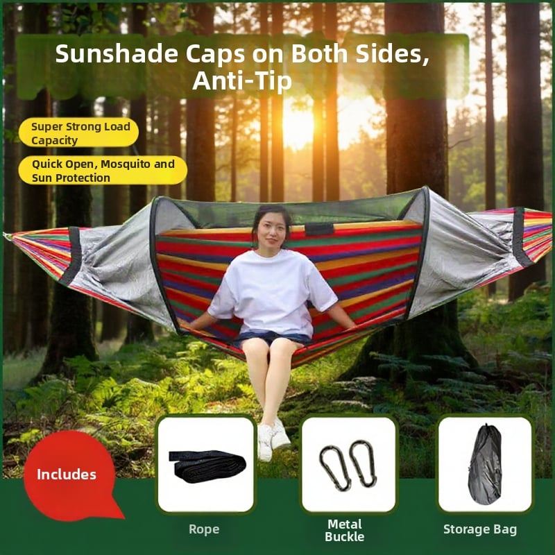 Kültéri függőágy rovarhálóval és árnyékolóval, vászon felület, terhelhetőség 600 kg, tömeg 1.7–2.7 kg, konzol nélkül, egy személy számára