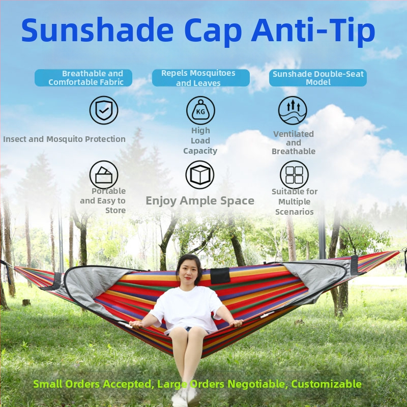 Hamak s sieťou proti komárom a slnečníkom, plátenný povrch, nosnosť do 600 kg, hmotnosť 1.7–2.7 kg, bez držiaka, pre jednu osobu