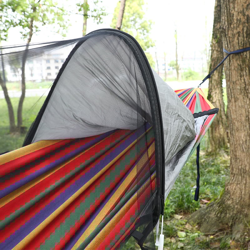 Kültéri függőágy rovarhálóval és árnyékolóval, vászon felület, terhelhetőség 600 kg, tömeg 1.7–2.7 kg, konzol nélkül, egy személy számára