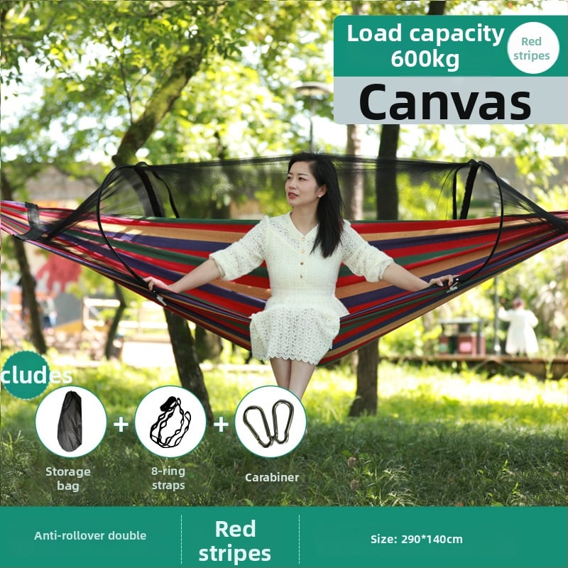 Kültéri függőágy rovarhálóval és árnyékolóval, vászon felület, terhelhetőség 600 kg, tömeg 1.7–2.7 kg, konzol nélkül, egy személy számára