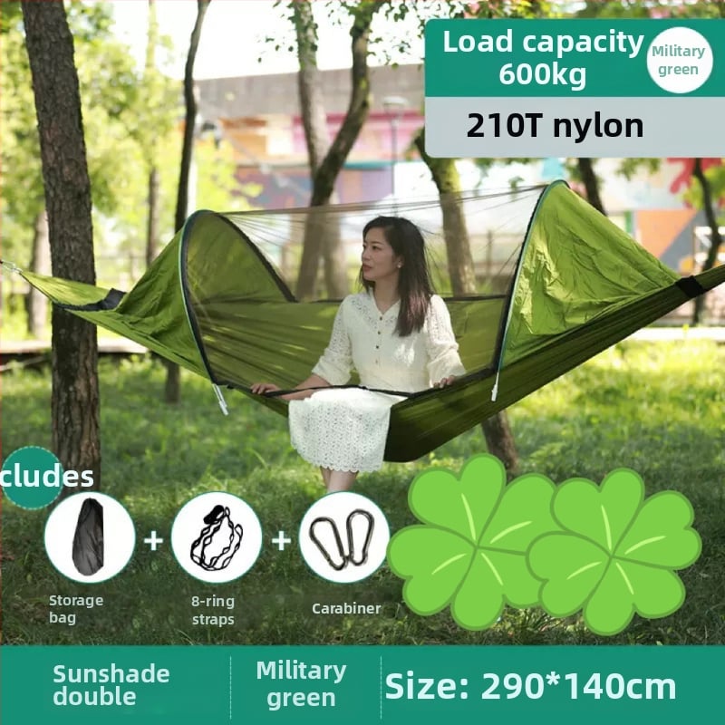 Kültéri függőágy rovarhálóval és árnyékolóval, vászon felület, terhelhetőség 600 kg, tömeg 1.7–2.7 kg, konzol nélkül, egy személy számára