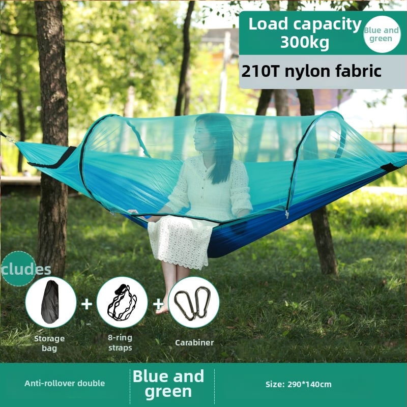 Kültéri függőágy rovarhálóval és árnyékolóval, vászon felület, terhelhetőség 600 kg, tömeg 1.7–2.7 kg, konzol nélkül, egy személy számára