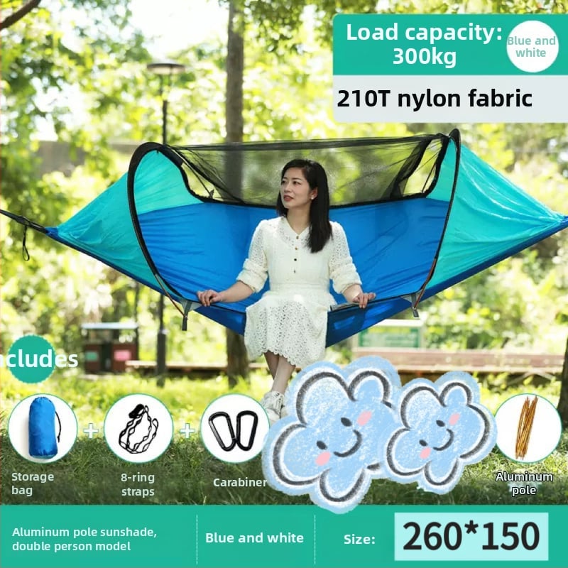 Kültéri függőágy rovarhálóval és árnyékolóval, vászon felület, terhelhetőség 600 kg, tömeg 1.7–2.7 kg, konzol nélkül, egy személy számára