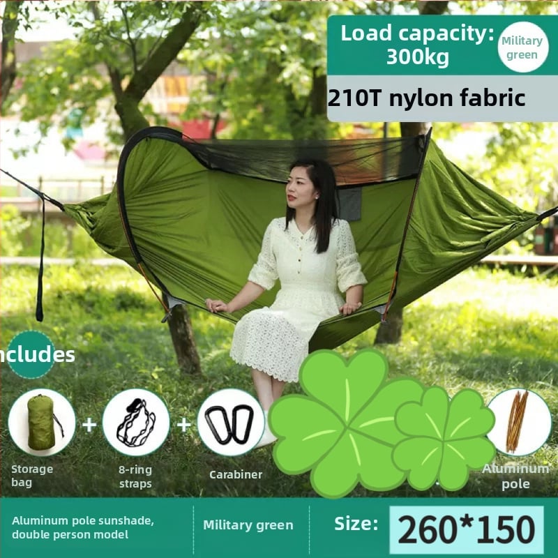 Kültéri függőágy rovarhálóval és árnyékolóval, vászon felület, terhelhetőség 600 kg, tömeg 1.7–2.7 kg, konzol nélkül, egy személy számára