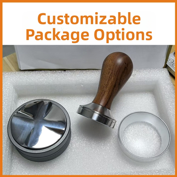 Espresso tampón s telom z nerezovej ocele a drevenou rúčkou, 300 g, minimalistický moderný štýl