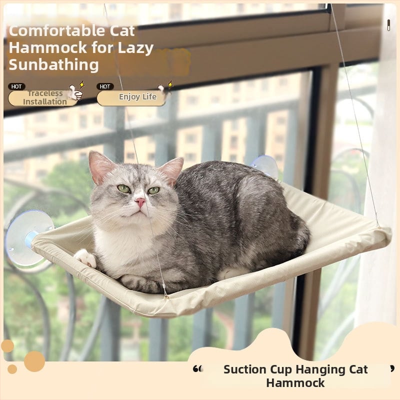 Hartley γατό-χαμάκ φωλιά: κρεμαστό με βεντούζες, αναδιπλούμενο κρεβάτι παραθύρου, από ύφασμα