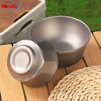 Титаниева осмоъгълна купа за къмпинг, преносима и ултралека, двойнослойна топлоизолация, тегло 98 г