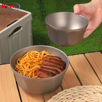 Титаниева осмоъгълна купа за къмпинг, преносима и ултралека, двойнослойна топлоизолация, тегло 98 г