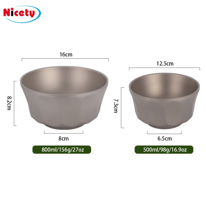 Титаниева осмоъгълна купа за къмпинг, преносима и ултралека, двойнослойна топлоизолация, тегло 98 г