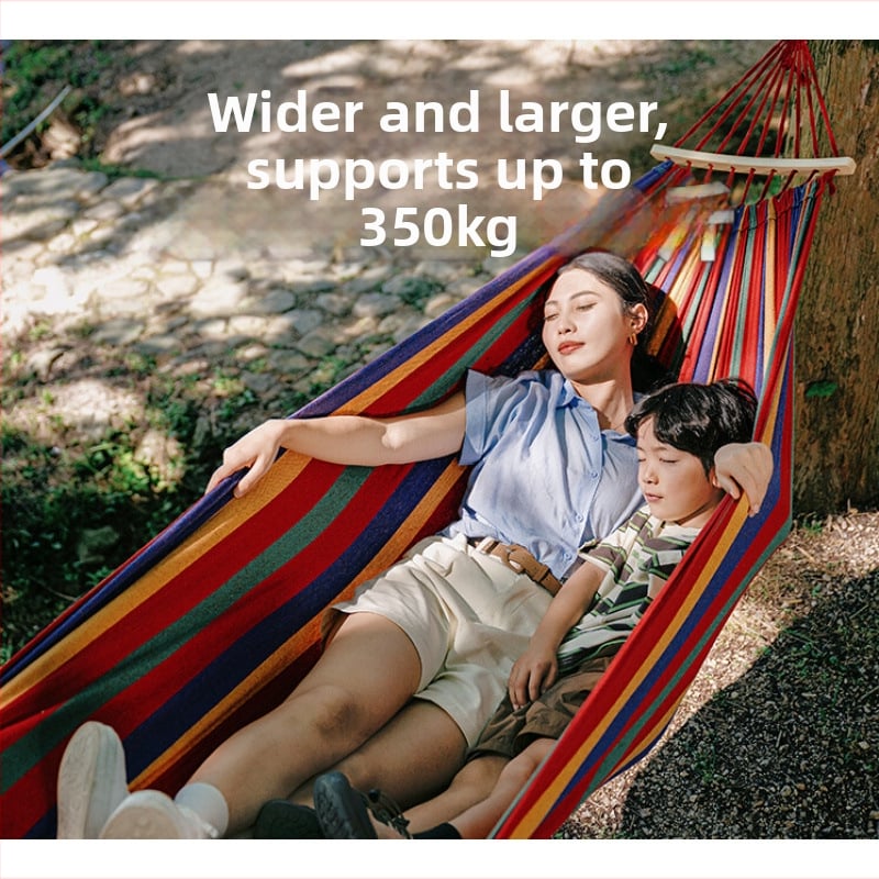 Oldalsó védőrúddal ellátott függőágy; felnőttek és gyerekek számára; vászon anyag; teherbírás 250 kg; vastagított kötéllel