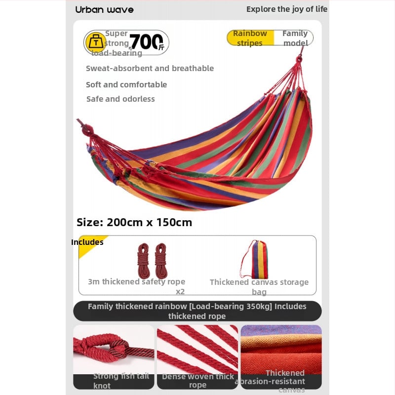 Oldalsó védőrúddal ellátott függőágy; felnőttek és gyerekek számára; vászon anyag; teherbírás 250 kg; vastagított kötéllel