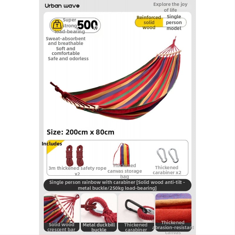 Oldalsó védőrúddal ellátott függőágy; felnőttek és gyerekek számára; vászon anyag; teherbírás 250 kg; vastagított kötéllel