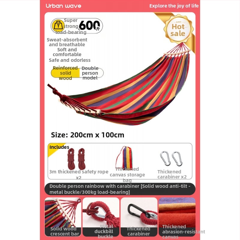 Oldalsó védőrúddal ellátott függőágy; felnőttek és gyerekek számára; vászon anyag; teherbírás 250 kg; vastagított kötéllel