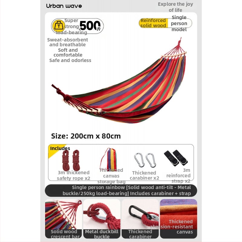 Oldalsó védőrúddal ellátott függőágy; felnőttek és gyerekek számára; vászon anyag; teherbírás 250 kg; vastagított kötéllel