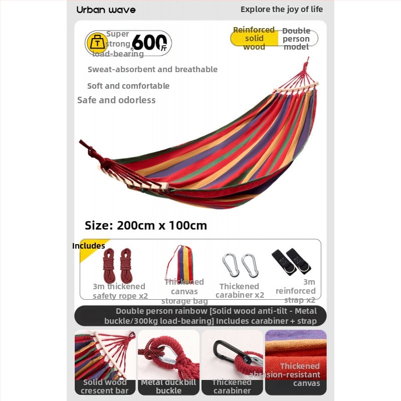 Oldalsó védőrúddal ellátott függőágy; felnőttek és gyerekek számára; vászon anyag; teherbírás 250 kg; vastagított kötéllel