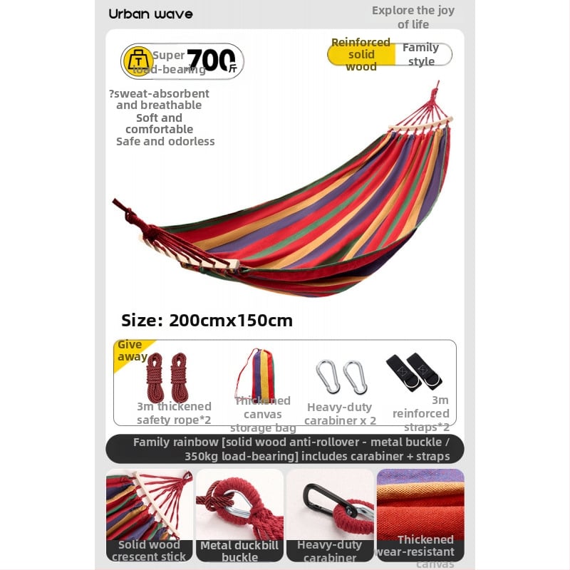 Oldalsó védőrúddal ellátott függőágy; felnőttek és gyerekek számára; vászon anyag; teherbírás 250 kg; vastagított kötéllel