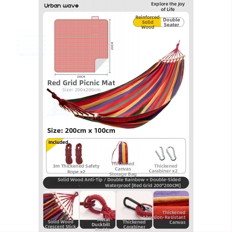 Oldalsó védőrúddal ellátott függőágy; felnőttek és gyerekek számára; vászon anyag; teherbírás 250 kg; vastagított kötéllel