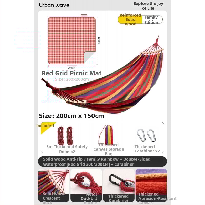 Oldalsó védőrúddal ellátott függőágy; felnőttek és gyerekek számára; vászon anyag; teherbírás 250 kg; vastagított kötéllel