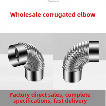 Nerezový uhlový spoj pre výfuk z dreveného sporáka a digestora, 90°/45°