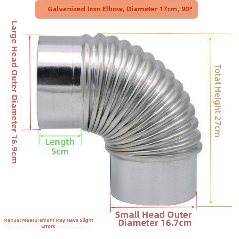 Nerezový uhlový spoj pre výfuk z dreveného sporáka a digestora, 90°/45°