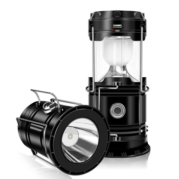 Lanternă LED pentru camping XINSITE/Xinster, 5W, 3.7V, încărcare solară și USB
