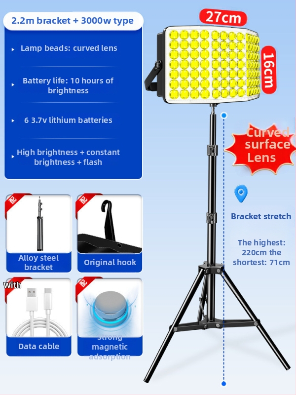 Lampă de camping LED, reîncărcabilă, 3.6V, 5W, întrerupător cu buton