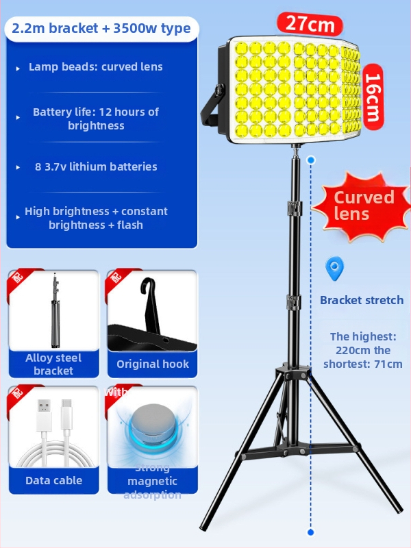 Lampă de camping LED, reîncărcabilă, 3.6V, 5W, întrerupător cu buton