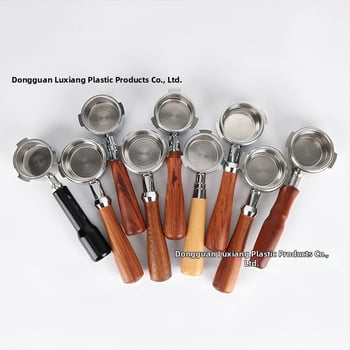 Λαβή πορτοφίλτερ χωρίς κάτω για κεφαλή E61, ανοξείδωτο ατσάλι με ξύλινο κράτημα, συμβατή με Delong, Platinum Rich και Aibao