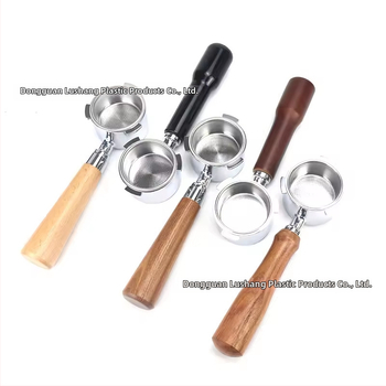 Λαβή πορτοφίλτερ χωρίς κάτω για κεφαλή E61, ανοξείδωτο ατσάλι με ξύλινο κράτημα, συμβατή με Delong, Platinum Rich και Aibao