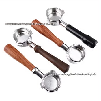 Λαβή πορτοφίλτερ χωρίς κάτω για κεφαλή E61, ανοξείδωτο ατσάλι με ξύλινο κράτημα, συμβατή με Delong, Platinum Rich και Aibao