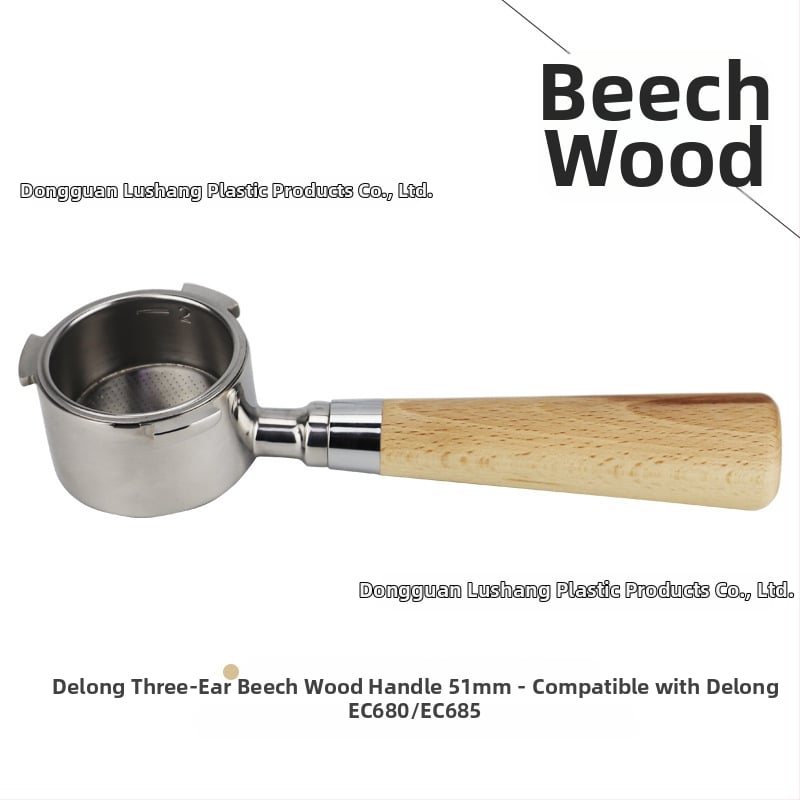 Λαβή πορτοφίλτερ χωρίς κάτω για κεφαλή E61, ανοξείδωτο ατσάλι με ξύλινο κράτημα, συμβατή με Delong, Platinum Rich και Aibao