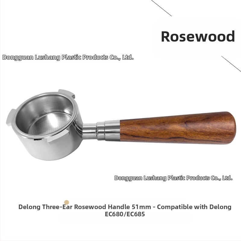 Λαβή πορτοφίλτερ χωρίς κάτω για κεφαλή E61, ανοξείδωτο ατσάλι με ξύλινο κράτημα, συμβατή με Delong, Platinum Rich και Aibao