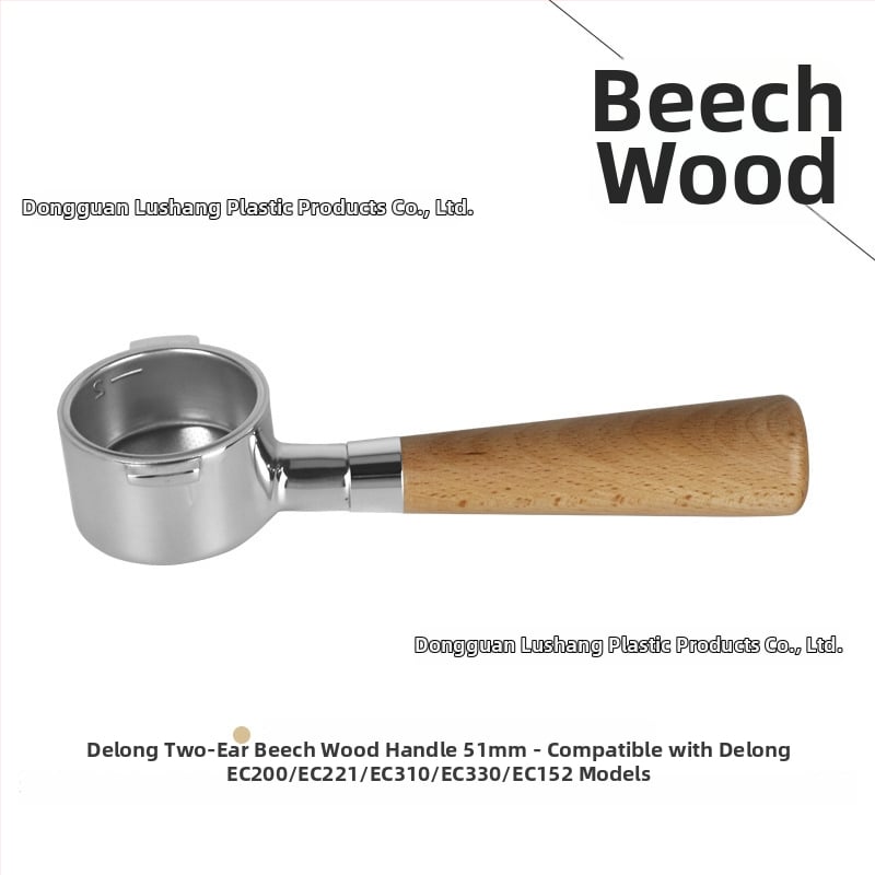 Λαβή πορτοφίλτερ χωρίς κάτω για κεφαλή E61, ανοξείδωτο ατσάλι με ξύλινο κράτημα, συμβατή με Delong, Platinum Rich και Aibao